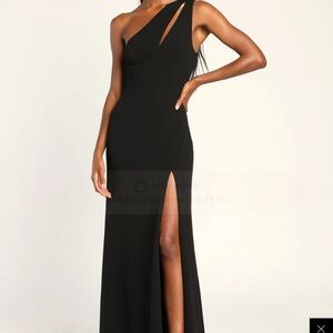 Lulus Black One Shoulder Maxi Dress